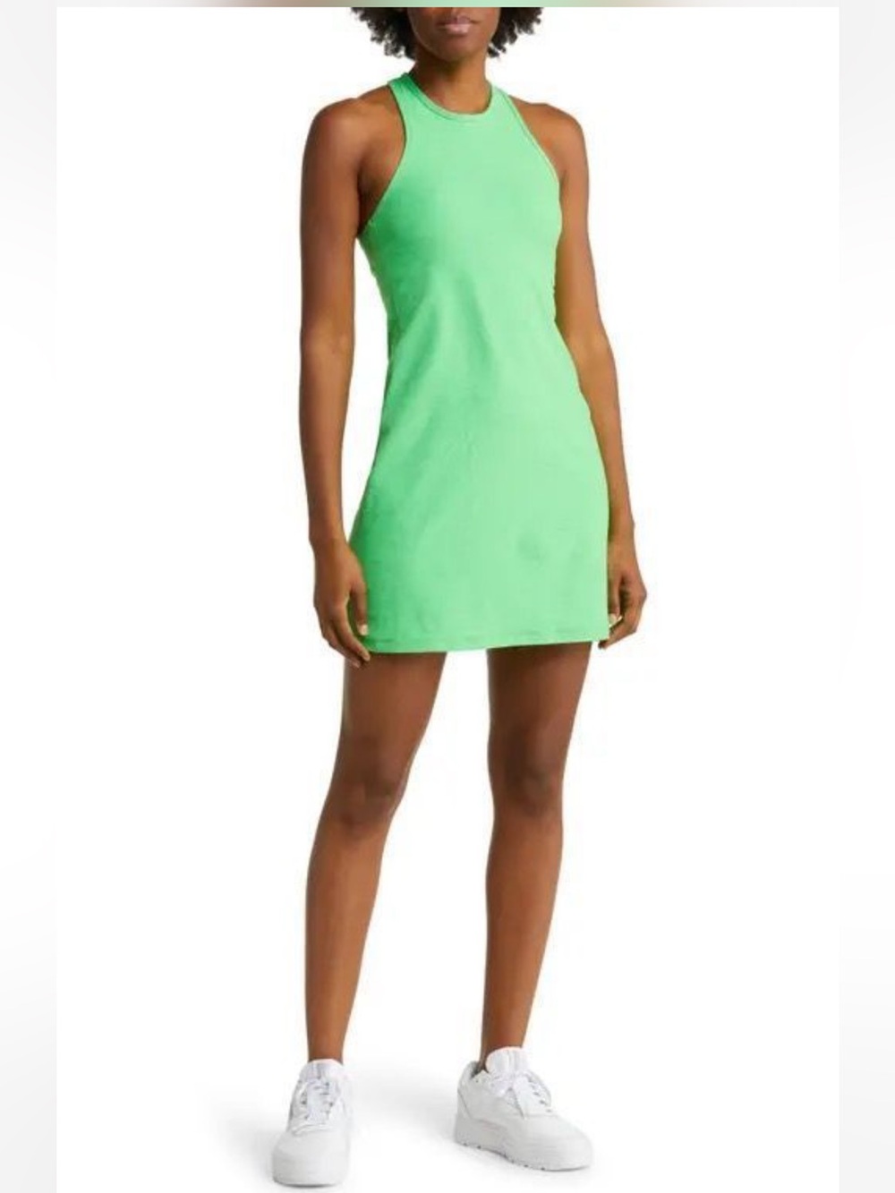 Beyond Yoga Neon Green Racerback Mini Dress